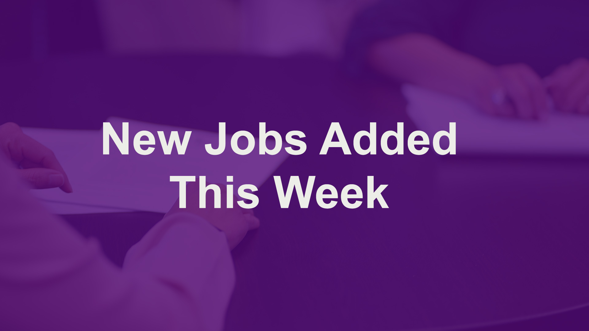 New Jobs Added This Week